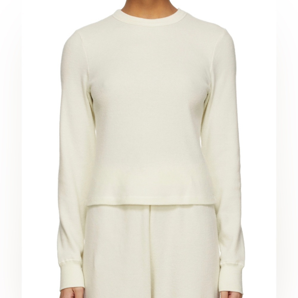 SKIMS CREAM WAFFLE KNIT TOP